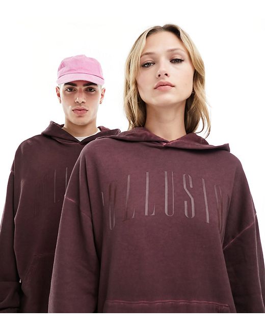Collusion washed skater hoodie burgundy-