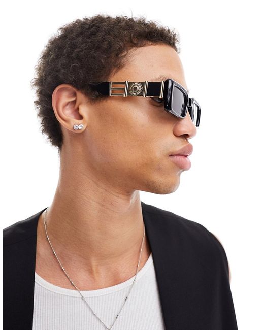 Asos Design chunky square sunglasses with gold temple design
