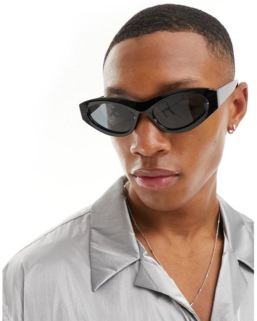 Asos Design cat eye racer sunglasses with bevelled frames