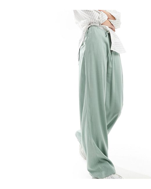 Asos Design Tall wide leg pull on pants with linen