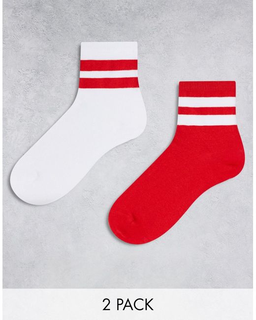 Asos Design 2 pack sports socks red-