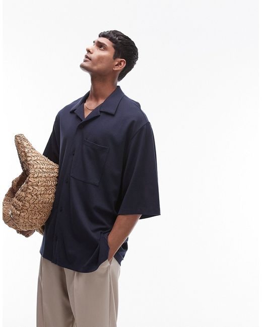 Topman extreme oversized fit button up jersey polo