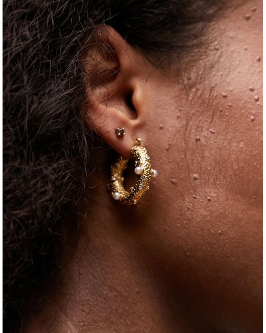 TopShop Prim hoop earrings with pearls