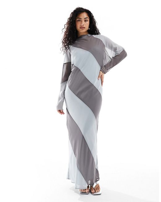 Asos Design high neck stripe maxi dress charcoal-