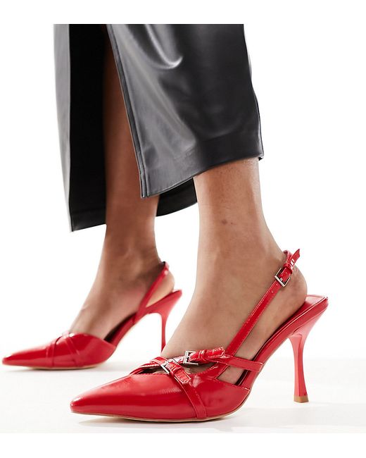 Public Desire Wide Fit front strap heeled shoes