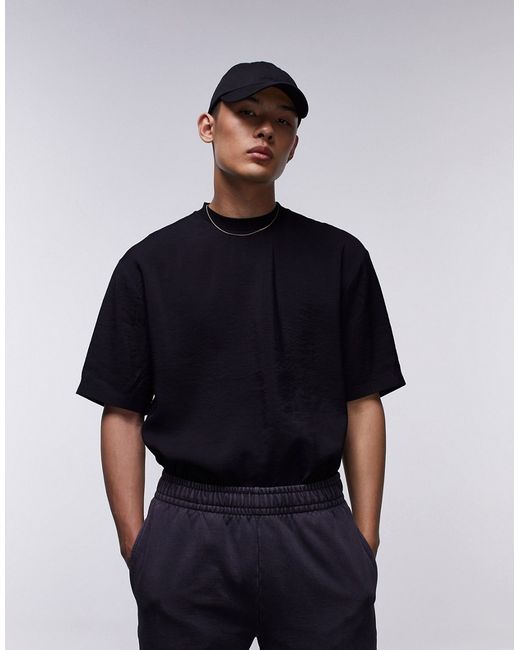 Topman oversized fit woven T-shirt with mid sleeves