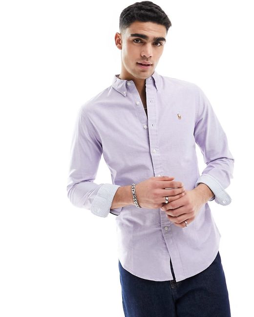 Polo Ralph Lauren icon logo oxford shirt slim fit lilac-