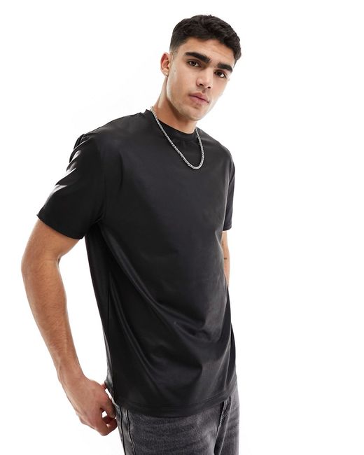 Asos Design relaxed T-shirt faux leather