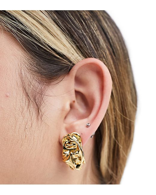 Asos Design 14k plated stud earrings with molten texture detail