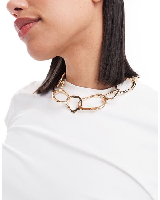 Asos Design necklace with molten chain detail tone