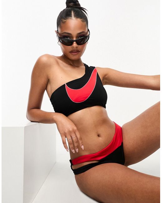 Nike Swimming Icon Sneakerkini asymmetrical bikini top and red