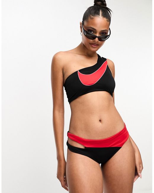 Nike Swimming Icon Sneakerkini asymmetrical bikini bottoms and red