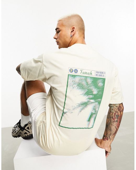 Farah Ashley Palm tree back graphics print relaxed fit t-shirt light
