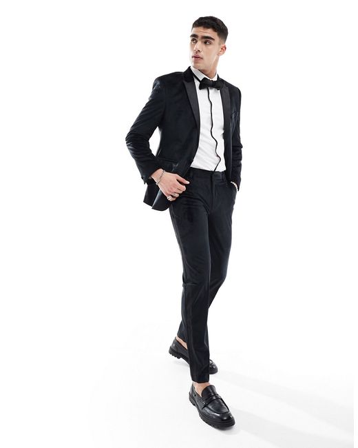 Asos Design slim tuxedo suit pants velvet