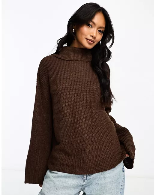 Vila roll neck sweater with side slits