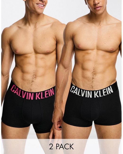 Calvin Klein intense power 2-pack trunks with colored logo waistband
