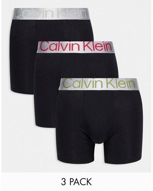 Calvin Klein steel 3-pack boxer briefs with contrast waistband