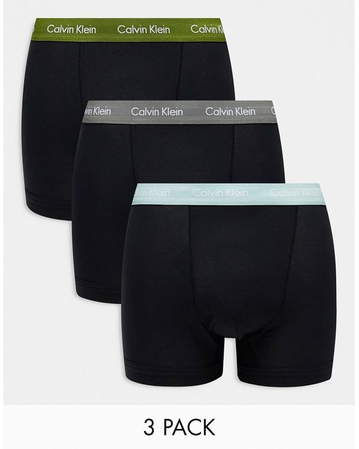 Calvin Klein 3-pack trunks with colored waistband