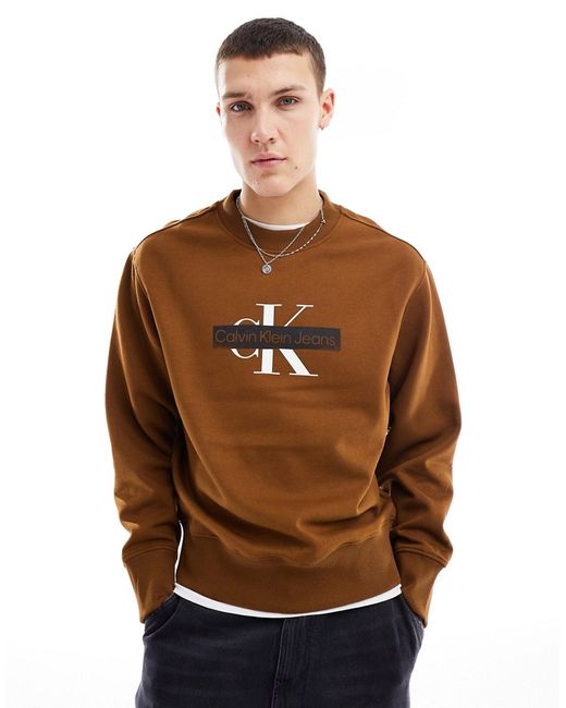 Calvin Klein Jeans monogram logo stencil crew neck sweatshirt