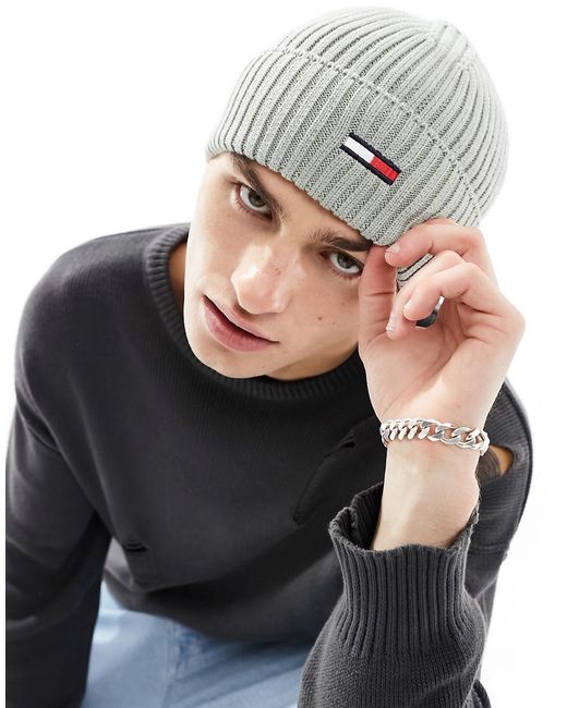 Tommy Jeans ribbed flag logo beanie