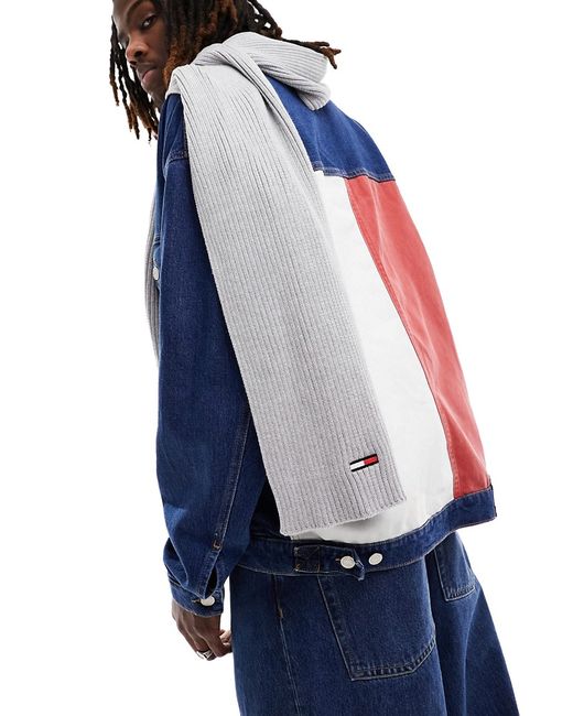 Tommy Jeans flag logo scarf heather