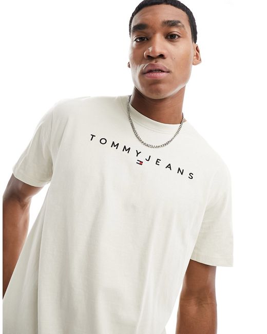Tommy Jeans regular linear logo T-shirt beige-