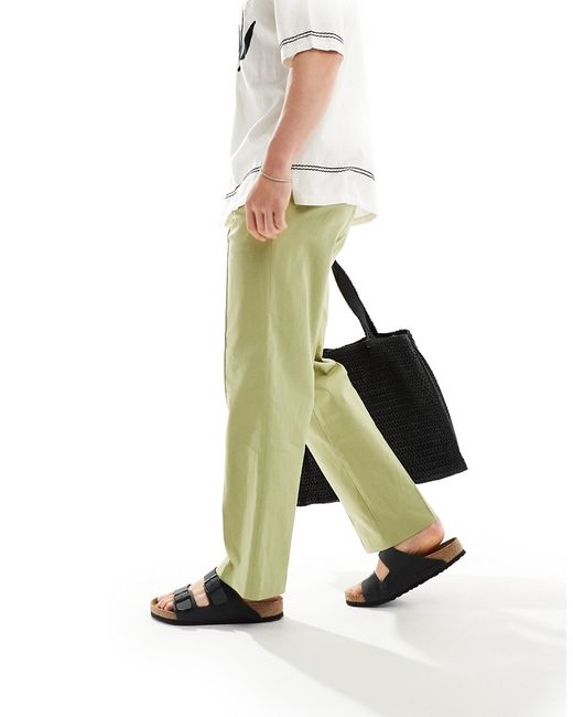 Asos Design smart straight leg linen blend pants sage