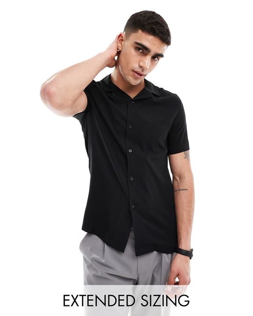 Asos Design stretch slim fit work shirt with rolled sleeves