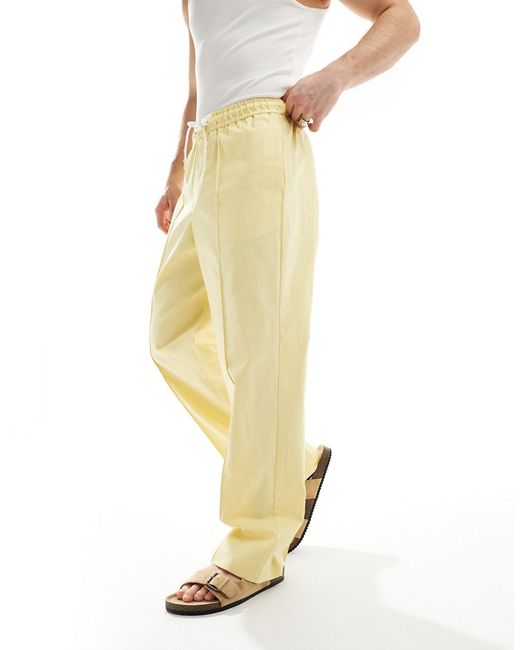 Asos Design linen blend wide leg pull on pants dusty