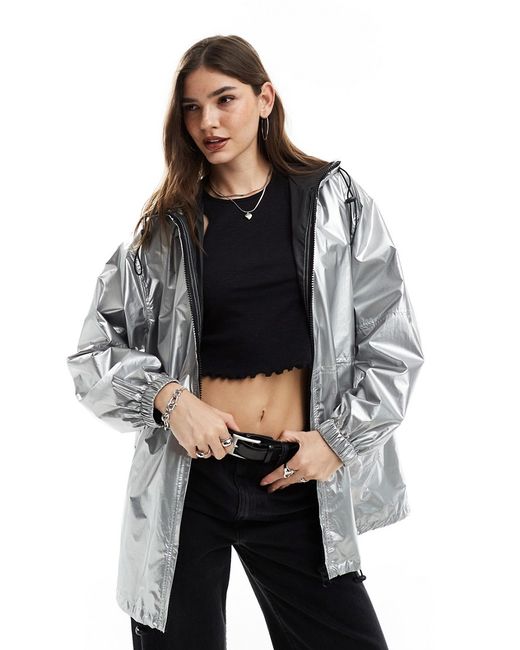 Asos Design metallic rain bomber jacket