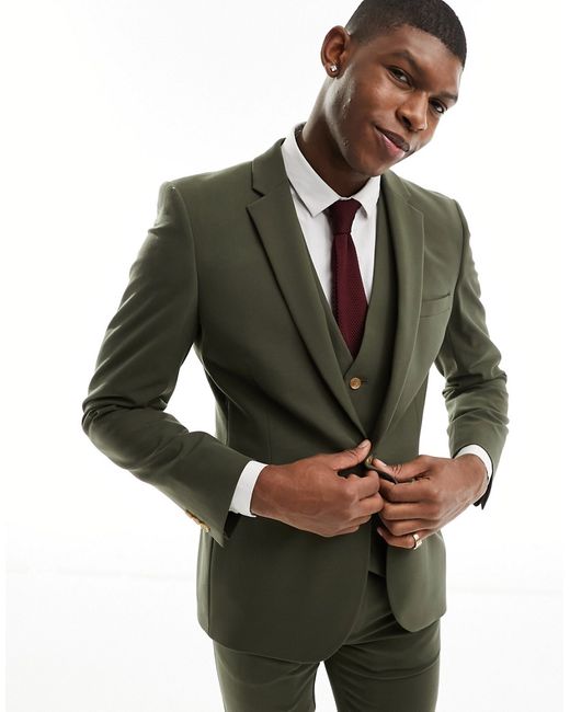 Asos Design Super Skinny Suit Jacket Khaki-