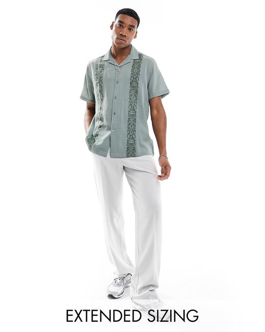 Asos Design short sleeve relaxed revere collar textured shirt