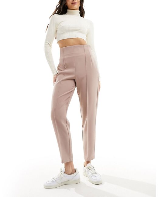 Asos Design high waist seamed detail tailored pants mink-