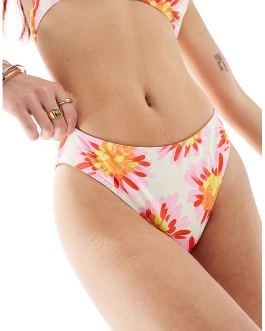 Reclaimed Vintage bikini bottom pink and orange floral print-
