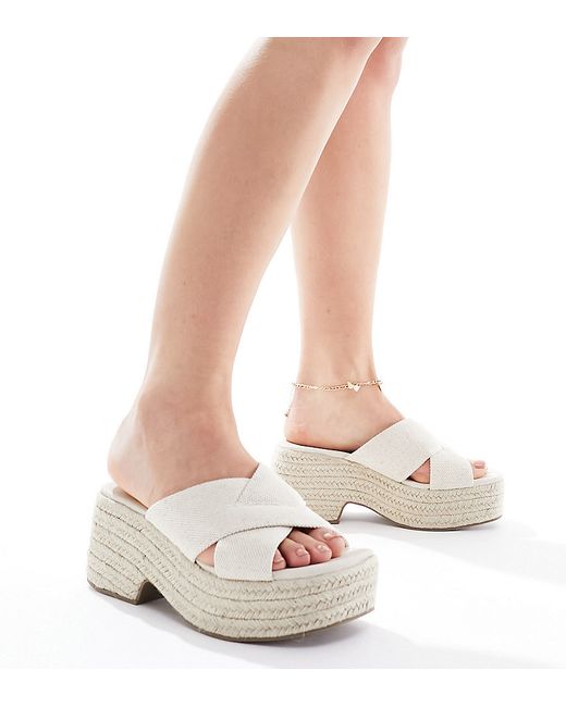 Asos Design Wide Fit Toy cross strap wedges natural fabrication-