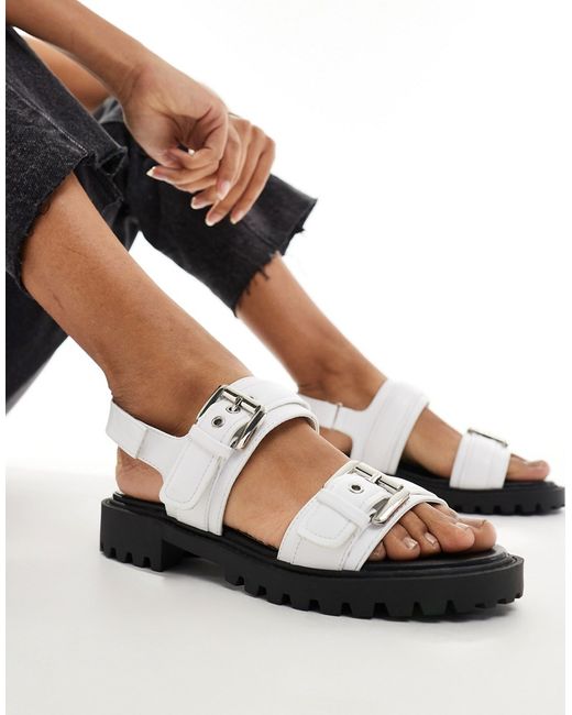 London Rebel double buckle chunky sandals