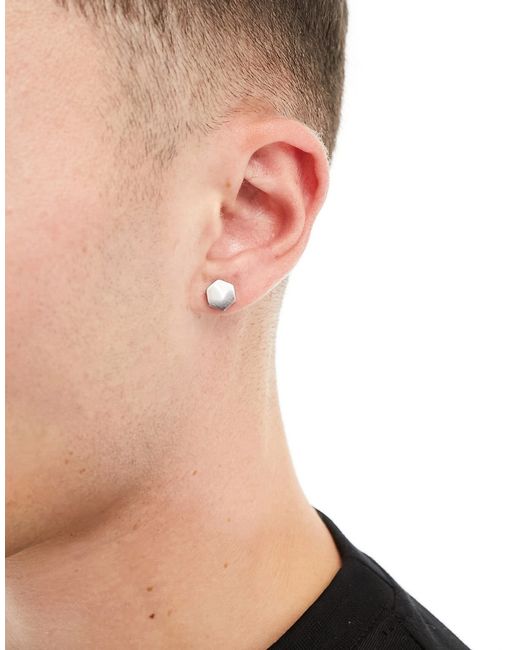 Lost Souls stainless hexagonal plug earrings platinum-