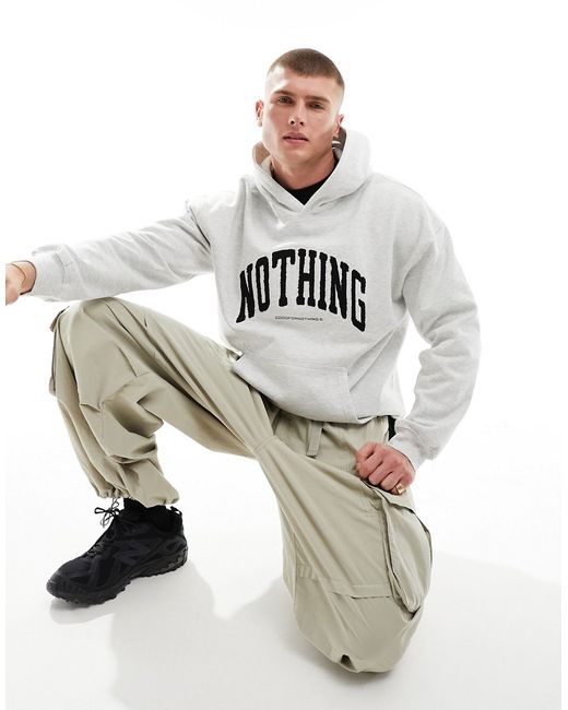 Good For Nothing applique varsity hoodie heather