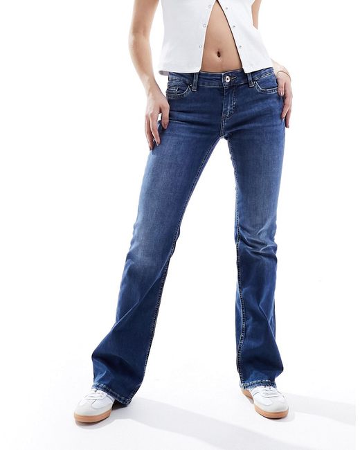 Only Blush low rise flared jeans mid wash