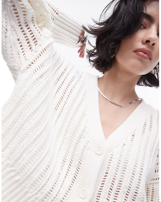 TopShop knitted open stitch cardigan ivory-