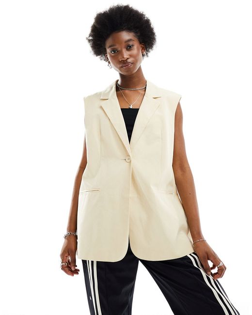 Asos Design sleeveless tailored linen blend blazer buttermilk-