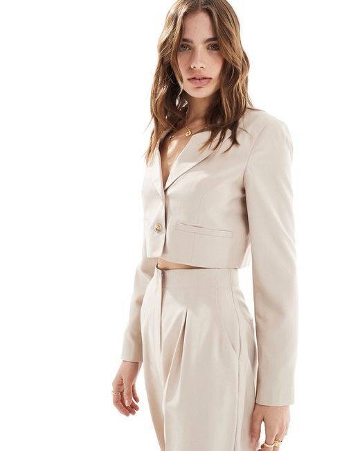 Miss Selfridge relaxed cropped blazer taupe fleck part of a set-