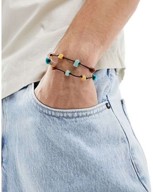 Asos Design cord bracelet with stone chips
