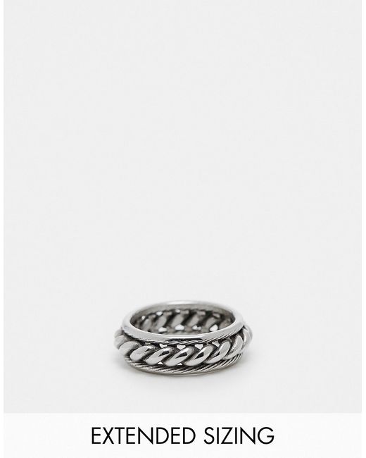 Asos Design waterproof band ring with rope detail burnished tone