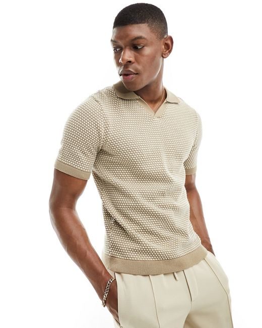 Only & Sons short sleeve knit polo with polka dot-