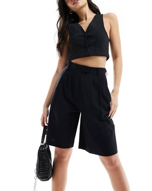 Asos Design longline high waisted shorts with linen