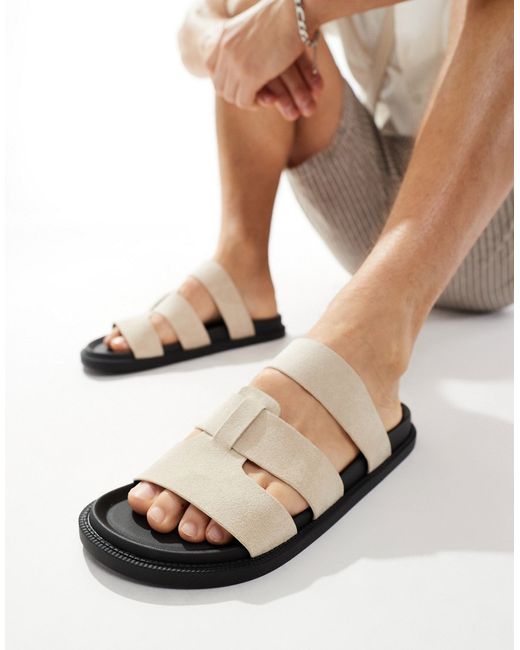 Asos Design cross strap sandals stone suedette-