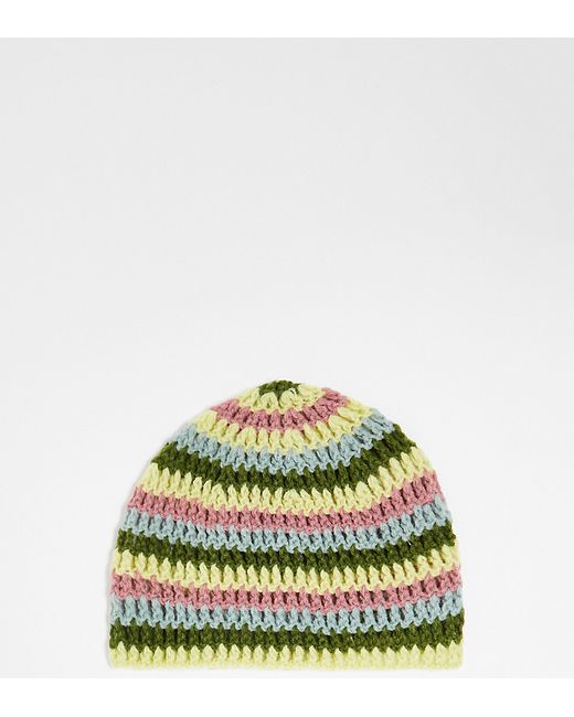 Reclaimed Vintage stripe crochet skull hat-