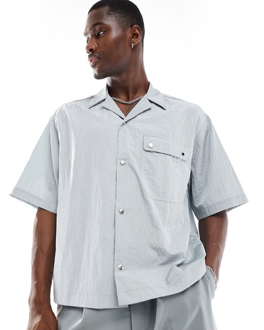 Asos Design short sleeve boxy oversized revere collar shirt