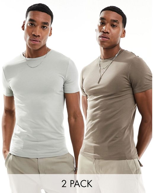 Asos Design 2 pack muscle fit T-shirts-